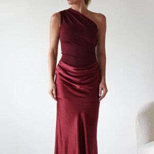 One Shoulder Ruched Bodycon Maxi Dress | New Sleeveless Formal Dress